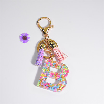 Pehme keraamika kristallist tilgaliimiga võtmehoidja Inglise kirjaga võtmehoidja ripats Värviline tutikott Rippuvad tarvikud Kingitus naistele