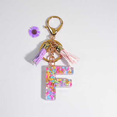 Pehme keraamika kristallist tilgaliimiga võtmehoidja Inglise kirjaga võtmehoidja ripats Värviline tutikott Rippuvad tarvikud Kingitus naistele