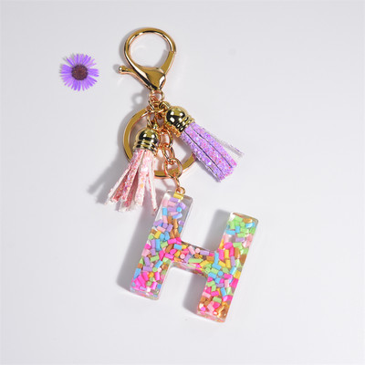 Pehme keraamika kristallist tilgaliimiga võtmehoidja Inglise kirjaga võtmehoidja ripats Värviline tutikott Rippuvad tarvikud Kingitus naistele