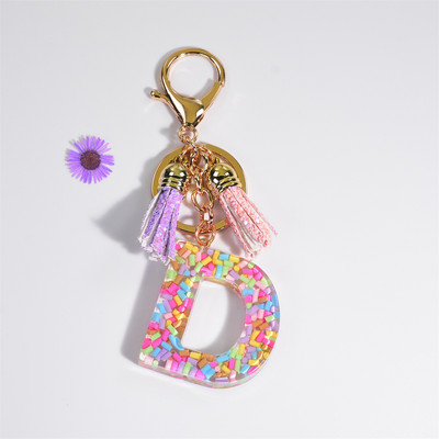 Pehme keraamika kristallist tilgaliimiga võtmehoidja Inglise kirjaga võtmehoidja ripats Värviline tutikott Rippuvad tarvikud Kingitus naistele