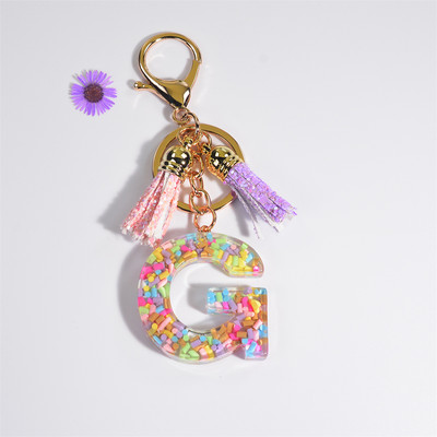 Pehme keraamika kristallist tilgaliimiga võtmehoidja Inglise kirjaga võtmehoidja ripats Värviline tutikott Rippuvad tarvikud Kingitus naistele