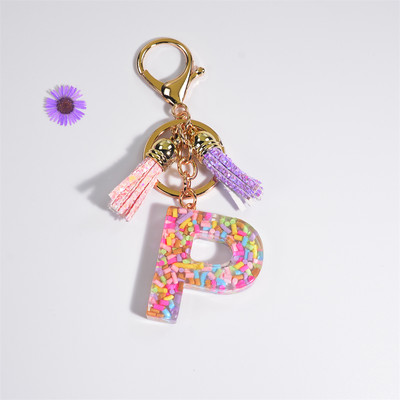 Pehme keraamika kristallist tilgaliimiga võtmehoidja Inglise kirjaga võtmehoidja ripats Värviline tutikott Rippuvad tarvikud Kingitus naistele