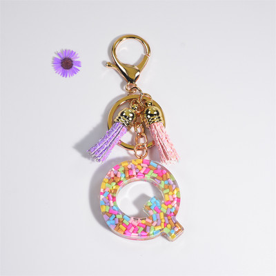 Pehme keraamika kristallist tilgaliimiga võtmehoidja Inglise kirjaga võtmehoidja ripats Värviline tutikott Rippuvad tarvikud Kingitus naistele