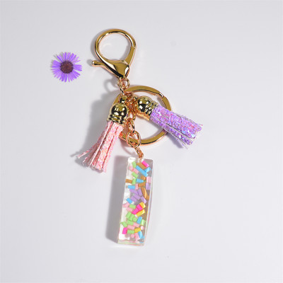 Pehme keraamika kristallist tilgaliimiga võtmehoidja Inglise kirjaga võtmehoidja ripats Värviline tutikott Rippuvad tarvikud Kingitus naistele