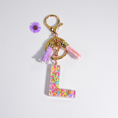 Pehme keraamika kristallist tilgaliimiga võtmehoidja Inglise kirjaga võtmehoidja ripats Värviline tutikott Rippuvad tarvikud Kingitus naistele