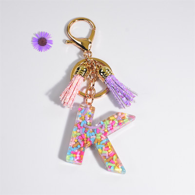 Pehme keraamika kristallist tilgaliimiga võtmehoidja Inglise kirjaga võtmehoidja ripats Värviline tutikott Rippuvad tarvikud Kingitus naistele