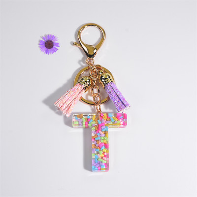 Pehme keraamika kristallist tilgaliimiga võtmehoidja Inglise kirjaga võtmehoidja ripats Värviline tutikott Rippuvad tarvikud Kingitus naistele