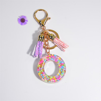 Pehme keraamika kristallist tilgaliimiga võtmehoidja Inglise kirjaga võtmehoidja ripats Värviline tutikott Rippuvad tarvikud Kingitus naistele