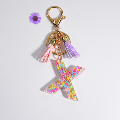 Pehme keraamika kristallist tilgaliimiga võtmehoidja Inglise kirjaga võtmehoidja ripats Värviline tutikott Rippuvad tarvikud Kingitus naistele