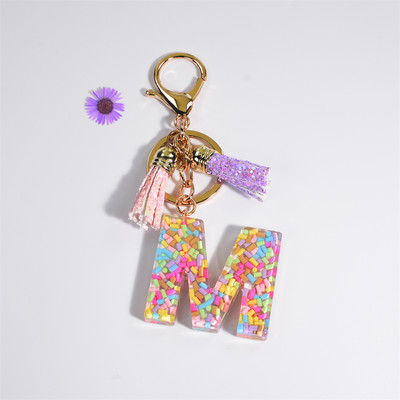 Pehme keraamika kristallist tilgaliimiga võtmehoidja Inglise kirjaga võtmehoidja ripats Värviline tutikott Rippuvad tarvikud Kingitus naistele