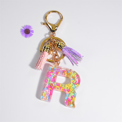 Pehme keraamika kristallist tilgaliimiga võtmehoidja Inglise kirjaga võtmehoidja ripats Värviline tutikott Rippuvad tarvikud Kingitus naistele