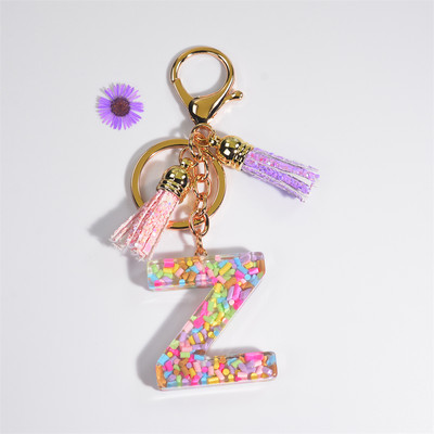 Pehme keraamika kristallist tilgaliimiga võtmehoidja Inglise kirjaga võtmehoidja ripats Värviline tutikott Rippuvad tarvikud Kingitus naistele