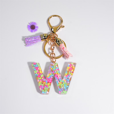 Pehme keraamika kristallist tilgaliimiga võtmehoidja Inglise kirjaga võtmehoidja ripats Värviline tutikott Rippuvad tarvikud Kingitus naistele