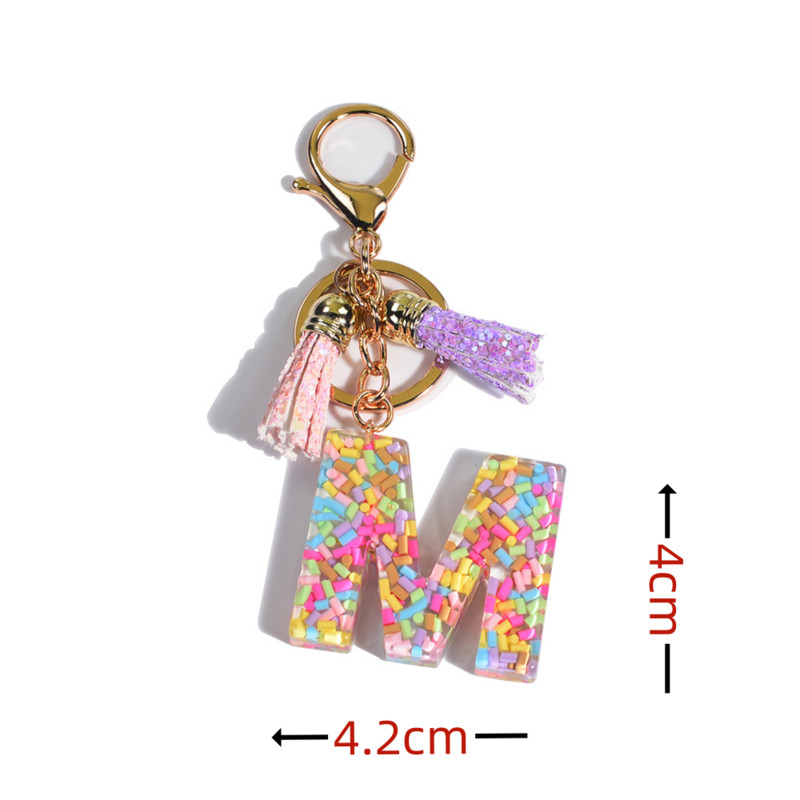 Pehme keraamika kristallist tilgaliimiga võtmehoidja Inglise kirjaga võtmehoidja ripats Värviline tutikott Rippuvad tarvikud Kingitus naistele