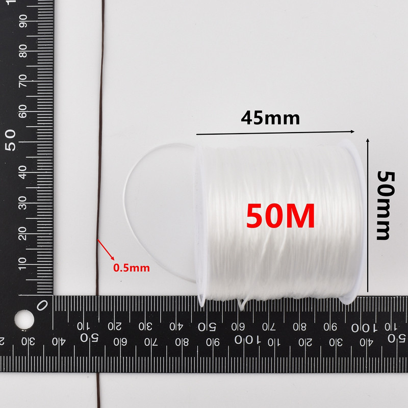 0,5 mm * 60 M spalvos apyrankės virvė, elastinis siūlas, atsparus nusidėvėjimui rankų darbo karoliukai guminė juosta elastinis virvelė guma DIY rankų darbo medžiaga