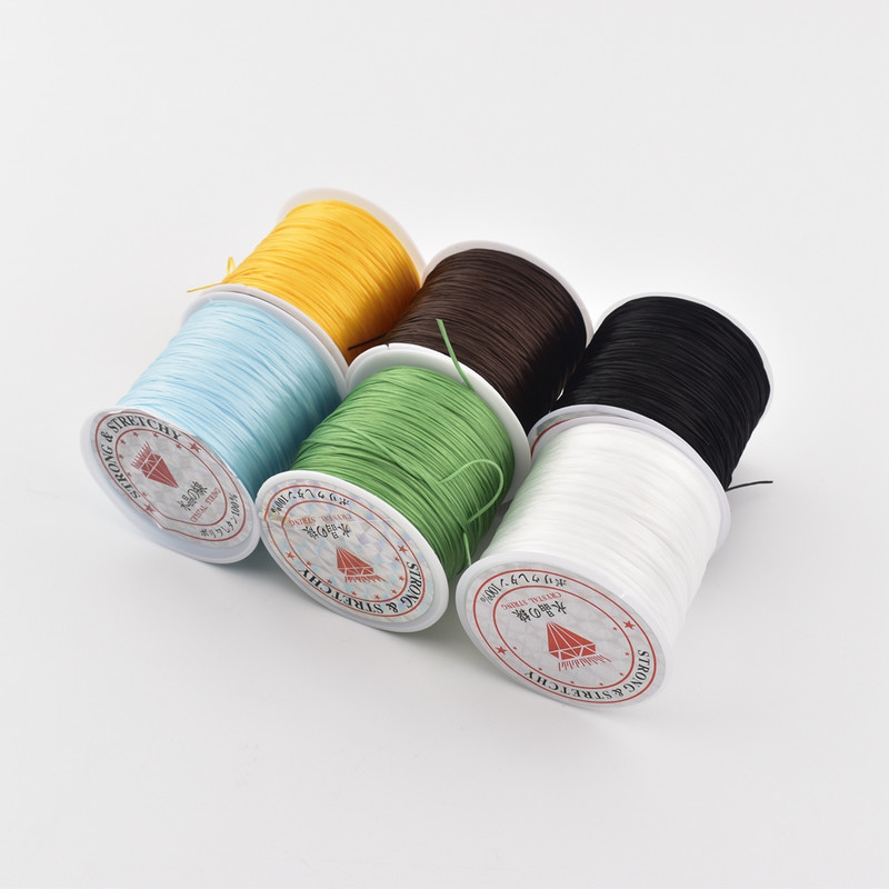 0,5 mm * 60 M spalvos apyrankės virvė, elastinis siūlas, atsparus nusidėvėjimui rankų darbo karoliukai guminė juosta elastinis virvelė guma DIY rankų darbo medžiaga