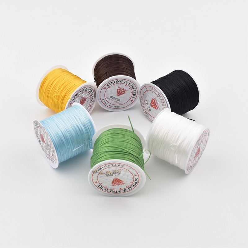 0,5 mm * 60 M spalvos apyrankės virvė, elastinis siūlas, atsparus nusidėvėjimui rankų darbo karoliukai guminė juosta elastinis virvelė guma DIY rankų darbo medžiaga