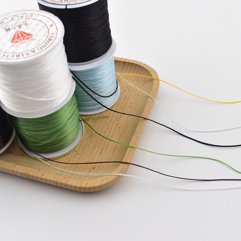 0,5 mm * 60 M spalvos apyrankės virvė, elastinis siūlas, atsparus nusidėvėjimui rankų darbo karoliukai guminė juosta elastinis virvelė guma DIY rankų darbo medžiaga