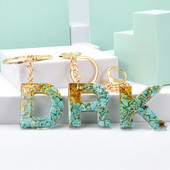 Νέο μοντέρνο γράμμα κρεμαστό μπρελόκ από ρητίνη εποξειδική τσάντα κρεμαστό μενταγιόν Δημιουργικό δημοφιλές Πράσινο πέτρινο μπρελόκ Μπρελόκ Χονδρική