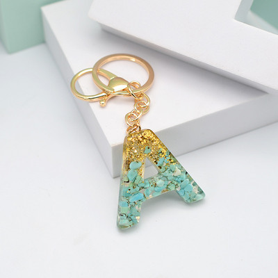 Νέο μοντέρνο γράμμα κρεμαστό μπρελόκ από ρητίνη εποξειδική τσάντα κρεμαστό μενταγιόν Δημιουργικό δημοφιλές Πράσινο πέτρινο μπρελόκ Μπρελόκ Χονδρική