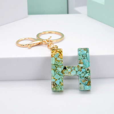 Νέο μοντέρνο γράμμα κρεμαστό μπρελόκ από ρητίνη εποξειδική τσάντα κρεμαστό μενταγιόν Δημιουργικό δημοφιλές Πράσινο πέτρινο μπρελόκ Μπρελόκ Χονδρική
