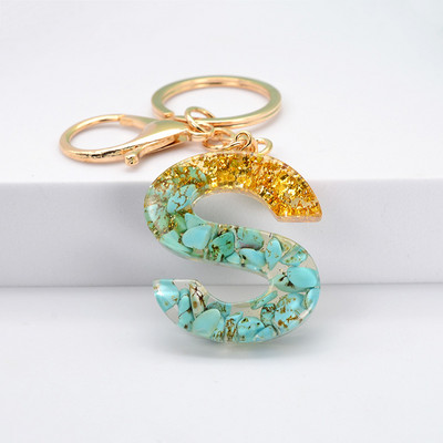 Νέο μοντέρνο γράμμα κρεμαστό μπρελόκ από ρητίνη εποξειδική τσάντα κρεμαστό μενταγιόν Δημιουργικό δημοφιλές Πράσινο πέτρινο μπρελόκ Μπρελόκ Χονδρική