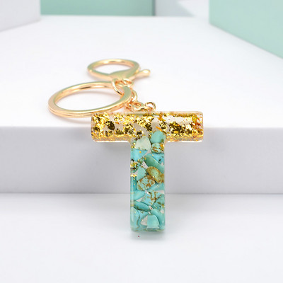 Νέο μοντέρνο γράμμα κρεμαστό μπρελόκ από ρητίνη εποξειδική τσάντα κρεμαστό μενταγιόν Δημιουργικό δημοφιλές Πράσινο πέτρινο μπρελόκ Μπρελόκ Χονδρική