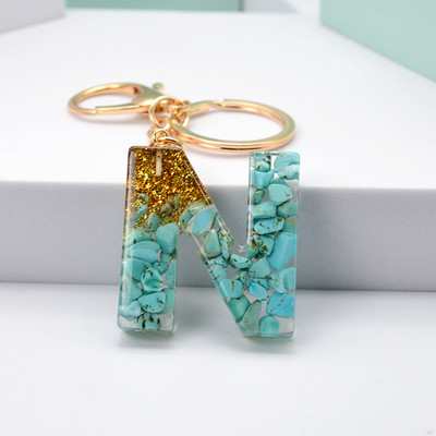 Νέο μοντέρνο γράμμα κρεμαστό μπρελόκ από ρητίνη εποξειδική τσάντα κρεμαστό μενταγιόν Δημιουργικό δημοφιλές Πράσινο πέτρινο μπρελόκ Μπρελόκ Χονδρική