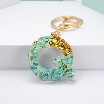 Νέο μοντέρνο γράμμα κρεμαστό μπρελόκ από ρητίνη εποξειδική τσάντα κρεμαστό μενταγιόν Δημιουργικό δημοφιλές Πράσινο πέτρινο μπρελόκ Μπρελόκ Χονδρική