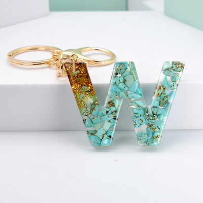 Νέο μοντέρνο γράμμα κρεμαστό μπρελόκ από ρητίνη εποξειδική τσάντα κρεμαστό μενταγιόν Δημιουργικό δημοφιλές Πράσινο πέτρινο μπρελόκ Μπρελόκ Χονδρική