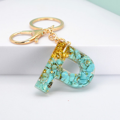 Νέο μοντέρνο γράμμα κρεμαστό μπρελόκ από ρητίνη εποξειδική τσάντα κρεμαστό μενταγιόν Δημιουργικό δημοφιλές Πράσινο πέτρινο μπρελόκ Μπρελόκ Χονδρική