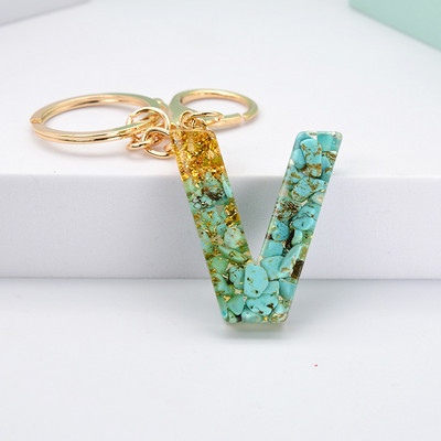 Νέο μοντέρνο γράμμα κρεμαστό μπρελόκ από ρητίνη εποξειδική τσάντα κρεμαστό μενταγιόν Δημιουργικό δημοφιλές Πράσινο πέτρινο μπρελόκ Μπρελόκ Χονδρική