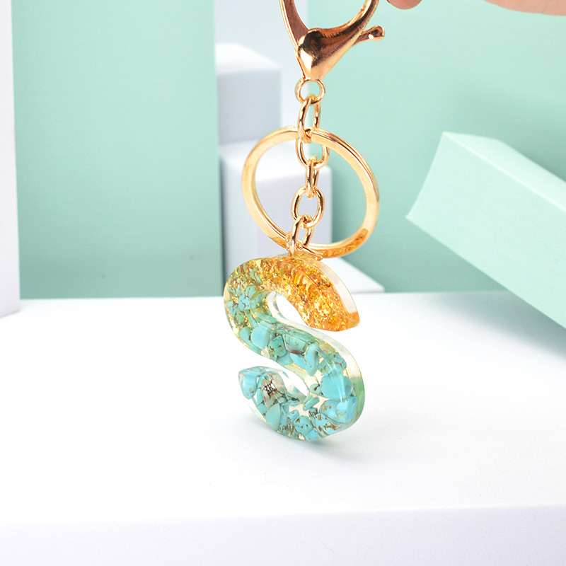 Νέο μοντέρνο γράμμα κρεμαστό μπρελόκ από ρητίνη εποξειδική τσάντα κρεμαστό μενταγιόν Δημιουργικό δημοφιλές Πράσινο πέτρινο μπρελόκ Μπρελόκ Χονδρική