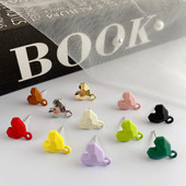 10 τμχ 3D Σκουλαρίκια Love Heart Shape Base Macoron Color Earring Settings for Jewelry Making Findings Diy Jewelry Connectors