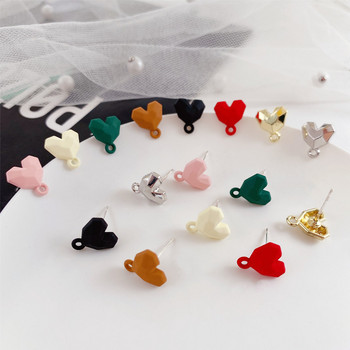 10 τμχ 3D Σκουλαρίκια Love Heart Shape Base Macoron Color Earring Settings for Jewelry Making Findings Diy Jewelry Connectors