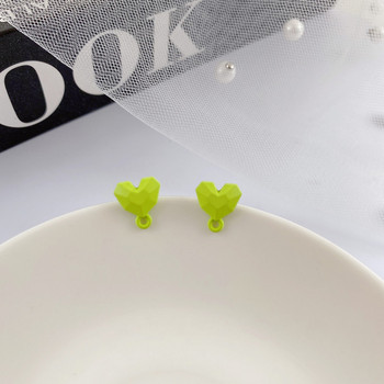 10 τμχ 3D Σκουλαρίκια Love Heart Shape Base Macoron Color Earring Settings for Jewelry Making Findings Diy Jewelry Connectors