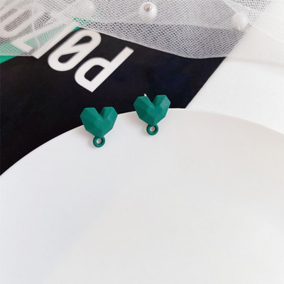 10 τμχ 3D Σκουλαρίκια Love Heart Shape Base Macoron Color Earring Settings for Jewelry Making Findings Diy Jewelry Connectors