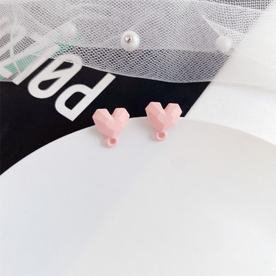 10 τμχ 3D Σκουλαρίκια Love Heart Shape Base Macoron Color Earring Settings for Jewelry Making Findings Diy Jewelry Connectors