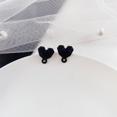 10 τμχ 3D Σκουλαρίκια Love Heart Shape Base Macoron Color Earring Settings for Jewelry Making Findings Diy Jewelry Connectors