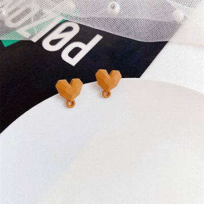 10 τμχ 3D Σκουλαρίκια Love Heart Shape Base Macoron Color Earring Settings for Jewelry Making Findings Diy Jewelry Connectors