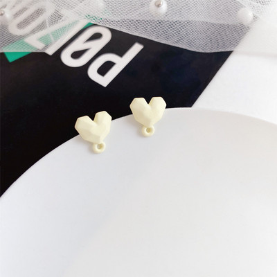 10 τμχ 3D Σκουλαρίκια Love Heart Shape Base Macoron Color Earring Settings for Jewelry Making Findings Diy Jewelry Connectors