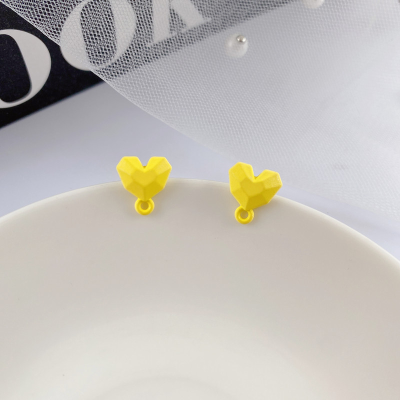 10 τμχ 3D Σκουλαρίκια Love Heart Shape Base Macoron Color Earring Settings for Jewelry Making Findings Diy Jewelry Connectors