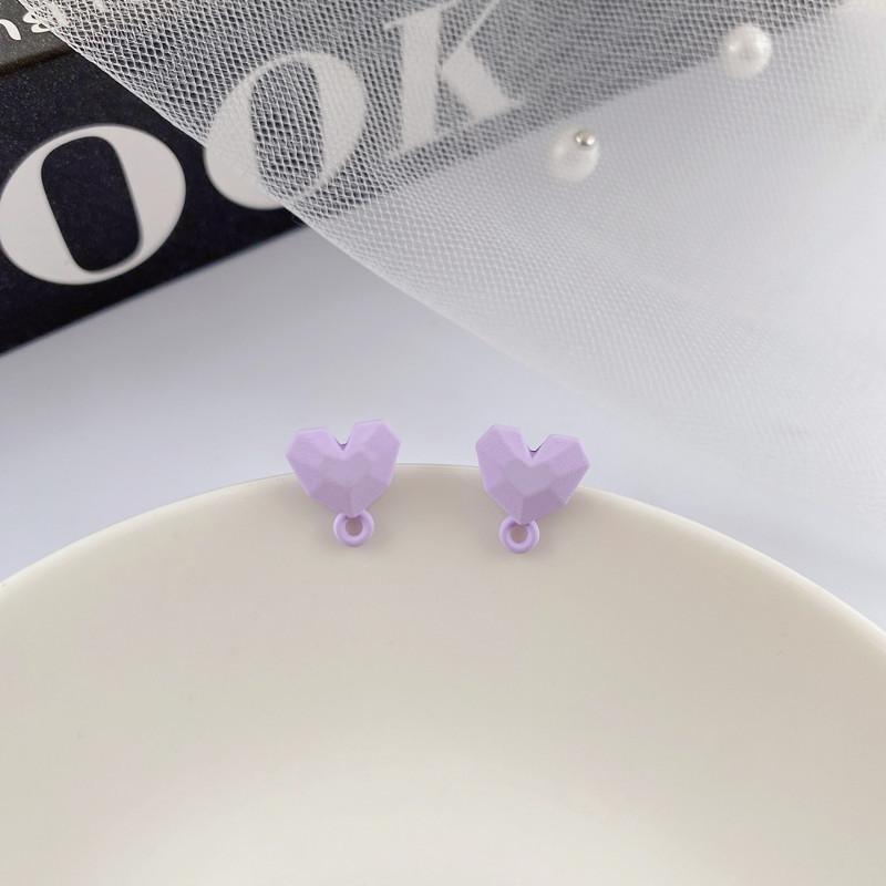 10 τμχ 3D Σκουλαρίκια Love Heart Shape Base Macoron Color Earring Settings for Jewelry Making Findings Diy Jewelry Connectors