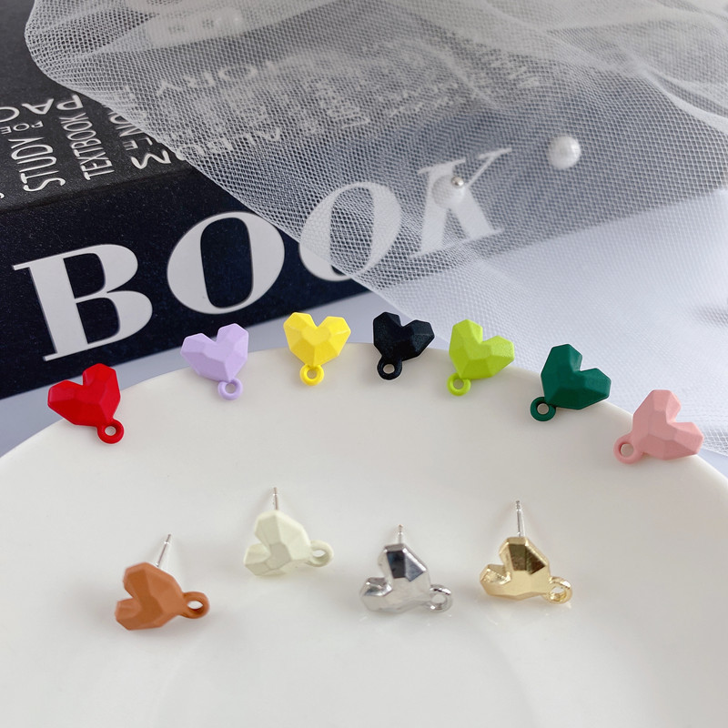 10 τμχ 3D Σκουλαρίκια Love Heart Shape Base Macoron Color Earring Settings for Jewelry Making Findings Diy Jewelry Connectors