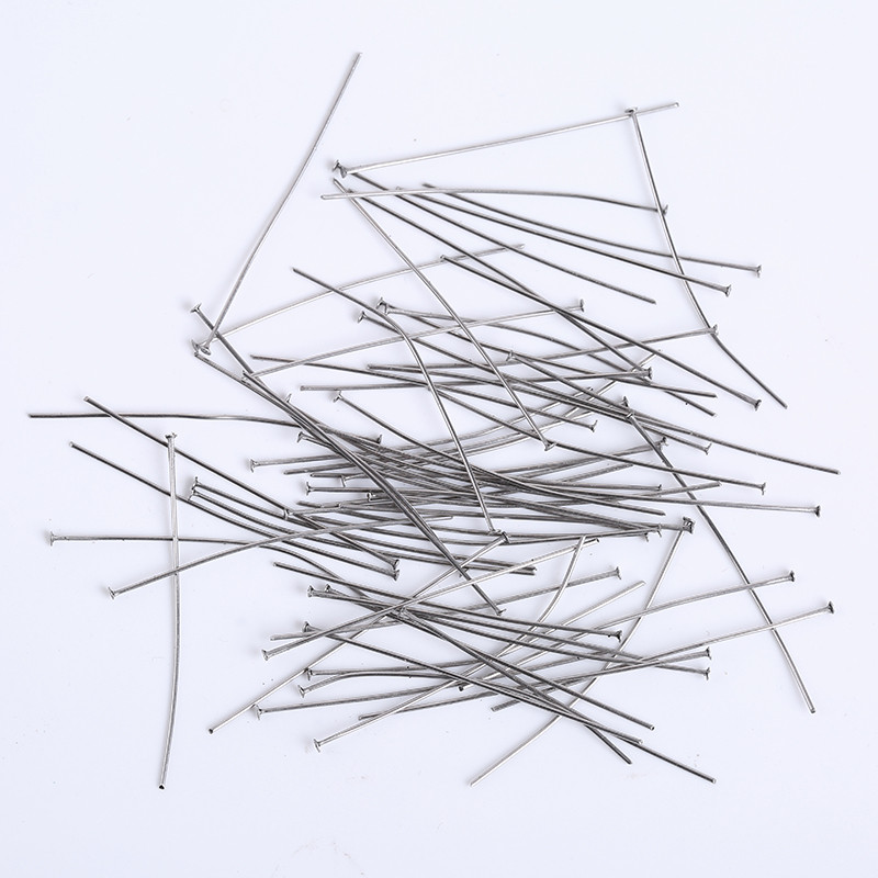 100 τμχ Χρυσό ασήμι από ανοξείδωτο ατσάλι επίπεδη κεφαλή καρφίτσες για νύχια DIY σκουλαρίκια Findings Needles Bead Headpins for Jewelry Making Supplies