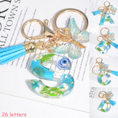 AZ kuivatatud lilledega tähed võtmehoidja Populaarne vaigust tähestik Võtmehoidja Liblikas Tutt Ripats Võtmehoidja Naiste Ehted Aksessuaar Kingitus