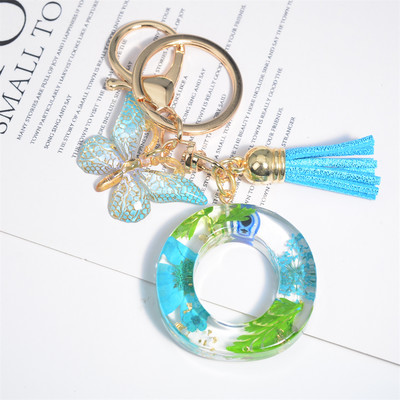 AZ kuivatatud lilledega tähed võtmehoidja Populaarne vaigust tähestik Võtmehoidja Liblikas Tutt Ripats Võtmehoidja Naiste Ehted Aksessuaar Kingitus