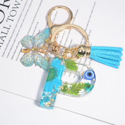 AZ kuivatatud lilledega tähed võtmehoidja Populaarne vaigust tähestik Võtmehoidja Liblikas Tutt Ripats Võtmehoidja Naiste Ehted Aksessuaar Kingitus