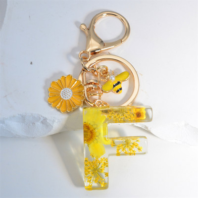 Armas 26 Initial A kuni Z Mesilaste võtmehoidja kuivlillevaigust päevalilleripatsiga võtmehoidja naistele auto võtmehoidja käekoti tarvikud