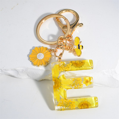 Armas 26 Initial A kuni Z Mesilaste võtmehoidja kuivlillevaigust päevalilleripatsiga võtmehoidja naistele auto võtmehoidja käekoti tarvikud